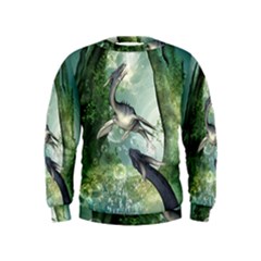 Awesome Seadraon In A Fantasy World With Bubbles Kids  Sweatshirt
