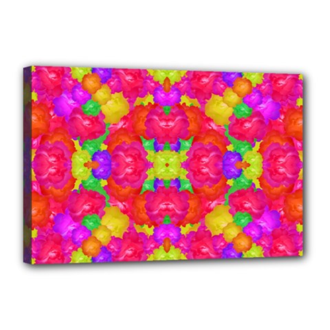 Multicolor Floral Check Canvas 18  X 12  by dflcprints