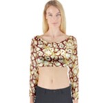 Officially Sexy Brown & Tan Cracked Pattern Long Sleeve Crop Top (Tight Fit)