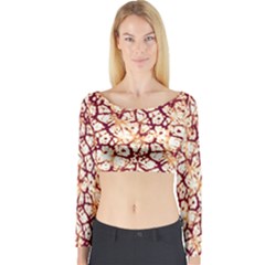 Officially Sexy Coffee & Cream Cracked Pattern Long Sleeve Crop Top (tight Fit) by OfficiallySexy