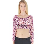 Officially Sexy Soft Pink & Plum Cracked Pattern Long Sleeve Crop Top (Tight Fit)