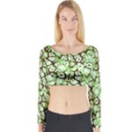 Officially Sexy Mint & Chocolate Cracked Pattern Long Sleeve Crop Top (Tight Fit)