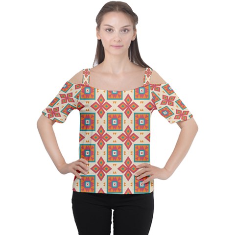 Floral Pattern  Women s Cutout Shoulder Tee by LalyLauraFLM