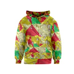 Colorful 3d Texture   Kids Zipper Hoodie by LalyLauraFLM