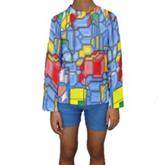 3d shapes  Kid s Long Sleeve Swimwear