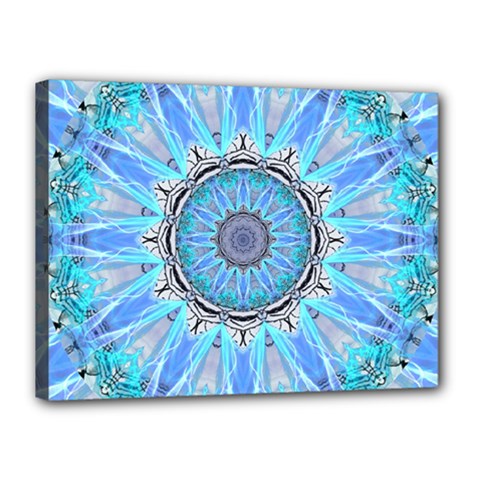 Sapphire Ice Flame, Light Bright Crystal Wheel Canvas 16  X 12  by DianeClancy