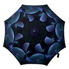 The Music Of My Goddess, Abstract Cyan Mystery Planet Hook Handle Umbrellas (medium) by DianeClancy