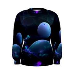 The Music Of My Goddess, Abstract Cyan Mystery Planet Women s Sweatshirt by DianeClancy