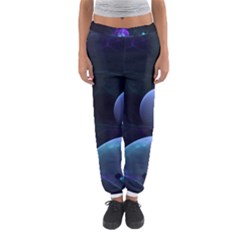 The Music Of My Goddess, Abstract Cyan Mystery Planet Women s Jogger Sweatpants by DianeClancy