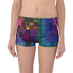 Jewel City, Radiant Rainbow Abstract Urban Reversible Boyleg Bikini Bottoms by DianeClancy