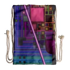 Jewel City, Radiant Rainbow Abstract Urban Drawstring Bag (large) by DianeClancy