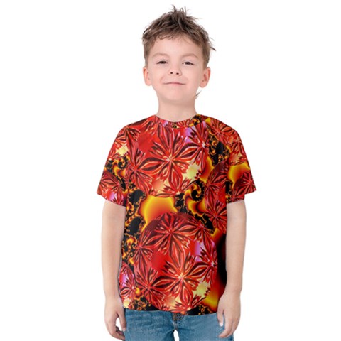  Flame Delights, Abstract Red Orange Kid s Cotton Tee by DianeClancy