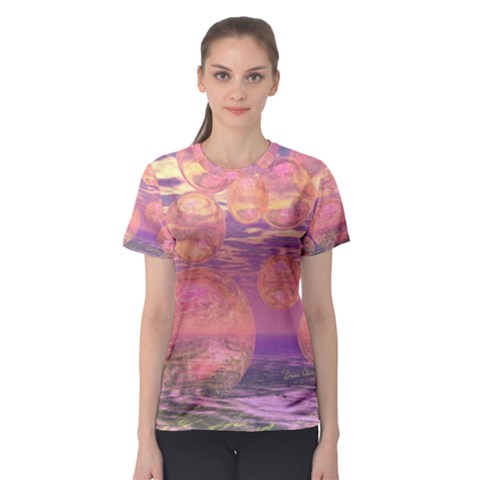 Glorious Skies, Abstract Pink And Yellow Dream Women s Sport Mesh Tee by DianeClancy