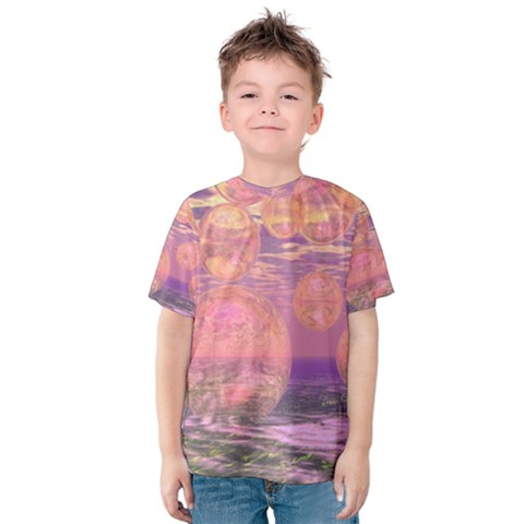 Glorious Skies, Abstract Pink And Yellow Dream Kid s Cotton Tee by DianeClancy