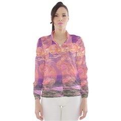 Glorious Skies, Abstract Pink And Yellow Dream Wind Breaker (women) by DianeClancy