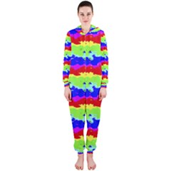 Colorful Abstract Collage Print Hooded Jumpsuit (ladies)  by dflcprintsclothing