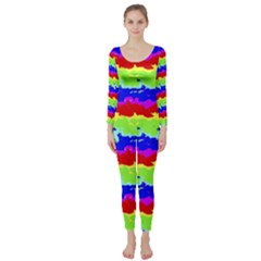 Colorful Abstract Collage Print Long Sleeve Catsuit by dflcprintsclothing