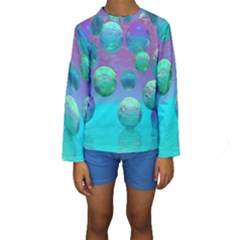 Ocean Dreams, Abstract Aqua Violet Ocean Fantasy Kid s Long Sleeve Swimwear by DianeClancy
