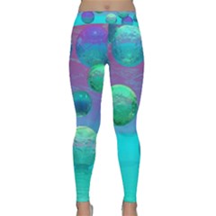 Ocean Dreams, Abstract Aqua Violet Ocean Fantasy Yoga Leggings by DianeClancy