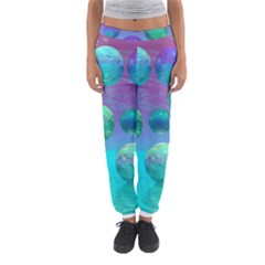 Ocean Dreams, Abstract Aqua Violet Ocean Fantasy Women s Jogger Sweatpants