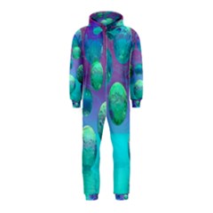 Ocean Dreams, Abstract Aqua Violet Ocean Fantasy Hooded Jumpsuit (kids) by DianeClancy