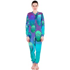 Ocean Dreams, Abstract Aqua Violet Ocean Fantasy Onepiece Jumpsuit (ladies)  by DianeClancy