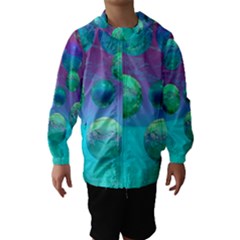 Ocean Dreams, Abstract Aqua Violet Ocean Fantasy Hooded Wind Breaker (kids) by DianeClancy