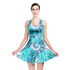 Teal Sea Forest, Abstract Underwater Ocean Reversible Skater Dress by DianeClancy