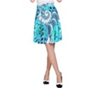 Teal Sea Forest, Abstract Underwater Ocean A-Line Skirt View1