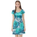 Teal Sea Forest, Abstract Underwater Ocean Short Sleeve Skater Dress View1