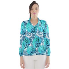 Teal Sea Forest, Abstract Underwater Ocean Wind Breaker (women) by DianeClancy