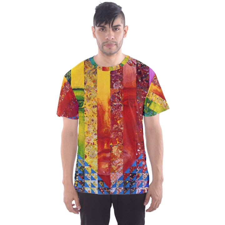 Conundrum I, Abstract Rainbow Woman Goddess  Men s Sport Mesh Tee