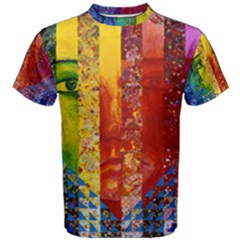 Conundrum I, Abstract Rainbow Woman Goddess  Men s Cotton Tee by DianeClancy