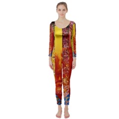 Conundrum I, Abstract Rainbow Woman Goddess  Long Sleeve Catsuit by DianeClancy
