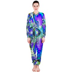 Abstract Peacock Celebration, Golden Violet Teal Onepiece Jumpsuit (ladies)  by DianeClancy