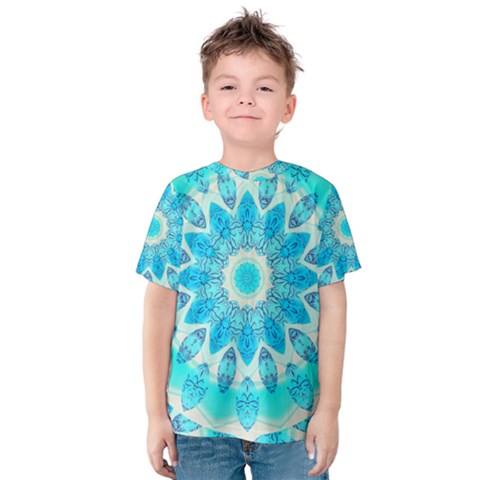 Blue Ice Goddess, Abstract Crystals Of Love Kid s Cotton Tee by DianeClancy