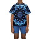 Crystal Star, Abstract Glowing Blue Mandala Kid s Short Sleeve Swimwear View1