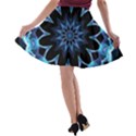 Crystal Star, Abstract Glowing Blue Mandala A-line Skater Skirt View2