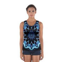 Crystal Star, Abstract Glowing Blue Mandala Tops by DianeClancy