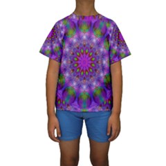 Rainbow At Dusk, Abstract Star Of Light Kid s Short Sleeve Swimwear by DianeClancy