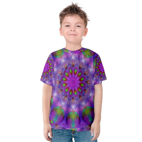 Rainbow At Dusk, Abstract Star Of Light Kid s Cotton Tee by DianeClancy