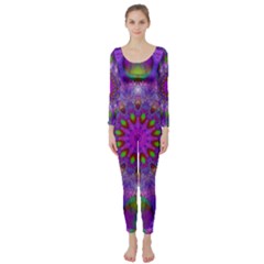 Rainbow At Dusk, Abstract Star Of Light Long Sleeve Catsuit by DianeClancy