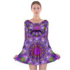 Rainbow At Dusk, Abstract Star Of Light Long Sleeve Skater Dress by DianeClancy