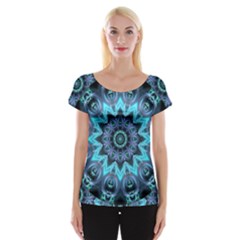 Star Connection, Abstract Cosmic Constellation Women s Cap Sleeve Top