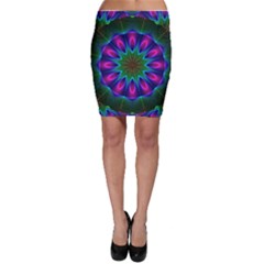 Star Of Leaves, Abstract Magenta Green Forest Bodycon Skirts by DianeClancy