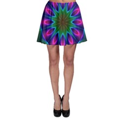 Star Of Leaves, Abstract Magenta Green Forest Skater Skirt by DianeClancy