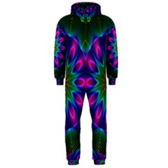 Star Of Leaves, Abstract Magenta Green Forest Hooded Jumpsuit (men)  by DianeClancy