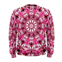 Twirling Pink, Abstract Candy Lace Jewels Mandala  Men s Sweatshirt