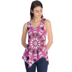 Twirling Pink, Abstract Candy Lace Jewels Mandala  Sleeveless Tunic