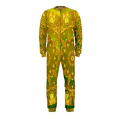 Yellow Green Abstract Wheel Of Fire Onepiece Jumpsuit (kids)